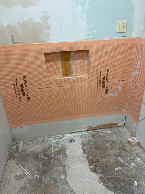 Full Kerdi waterproofing membrane on shower walls