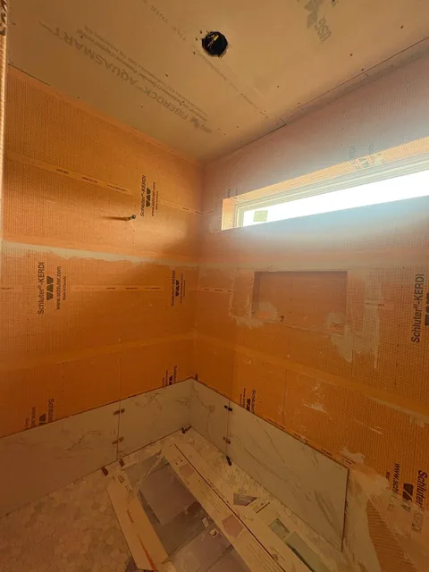 Shower fully waterproofed with Kerdi before tile